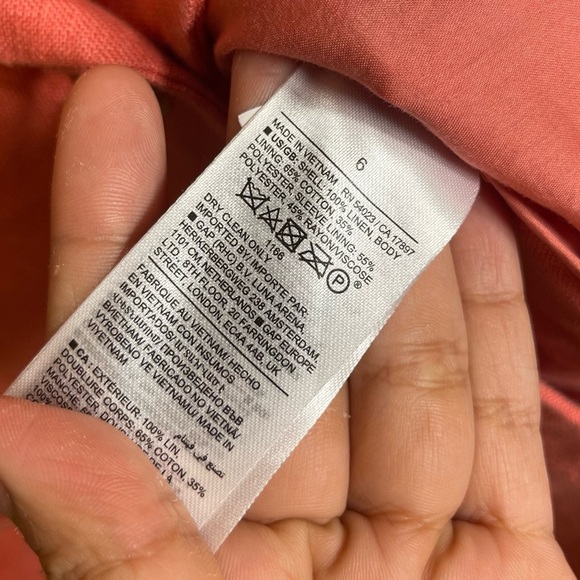 Banana Republic Lina Relaxed Linen Blazer Coral size 6 - Picture 5 of 7